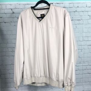 Trump Golf V-neck Mesh Lined Windbreaker Size Large Ribbed-at cuff & sleeves EUC